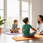 보건학과 보건 교육 - **Prompt 1: A Family's Wholesome Morning Routine**
    A bright, wide-angle shot of a diverse, joyfu...