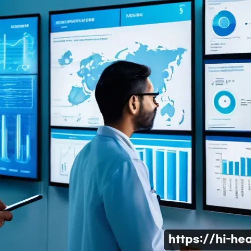 보건학에서의 데이터 분석 - A detailed digital health data analysis scene showing a diverse team of Indian healthcare profession...